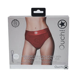 Ouch! Vibrating Strap-on Thong with Removable Butt Straps Red