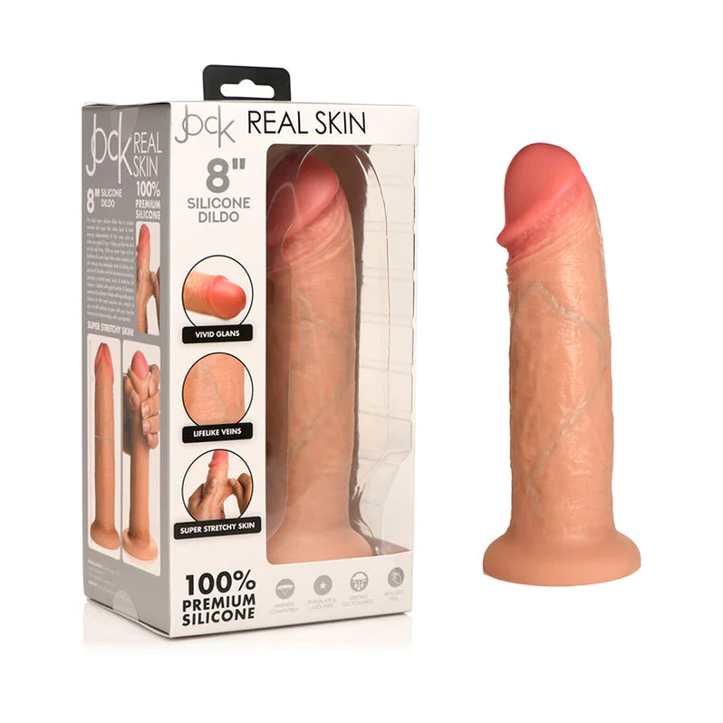 Jock Real Skin Silicone Dildo 8 in. Light