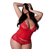 Magic Silk Sugar High Plunge Bustier & Boy Short Set Red