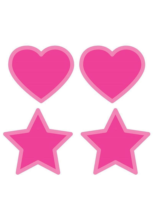 Peekaboo Glow In The Dark Hearts & Stars Pasties - Hot Pink