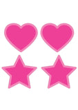 Peekaboo Glow In The Dark Hearts & Stars Pasties - Hot Pink