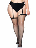 Leg Avenue Plus Size Lace Top Fishnet Thigh Highs - Queen OS