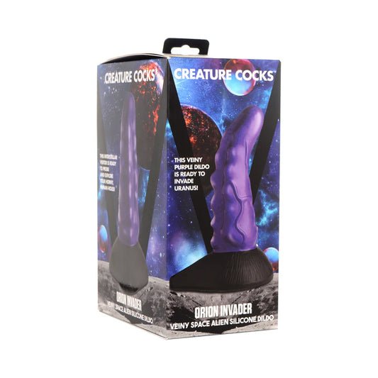 Creature Cocks Orion Invader Veiny Space Alien Silicone Dildo 7.25in - Purple