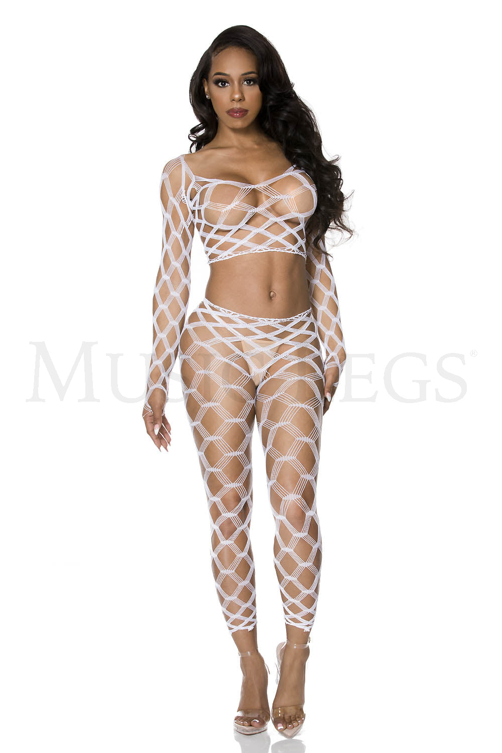 Spandex Multi Fence Net Long Sleeves Cami W / Footless Tights