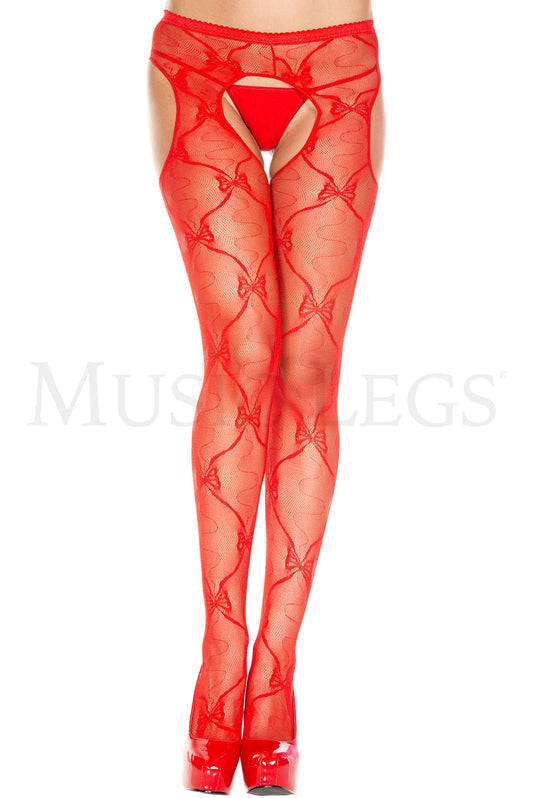 BOW LACE SUSPENDER PANTYHOSE