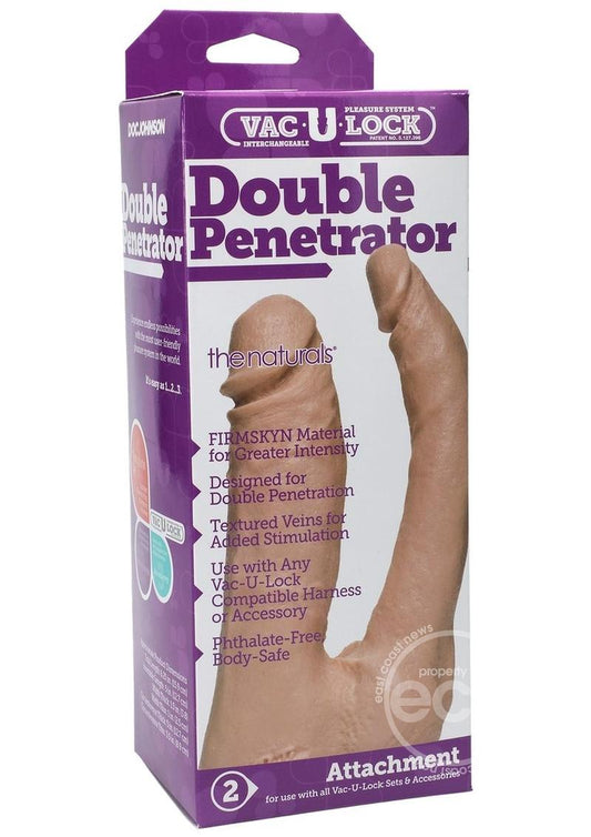 Vac-U-Lock The Naturals Double Penetrator Dildo 6in - Vanilla