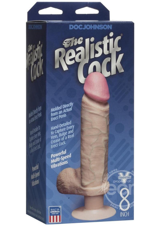 The Realistic Cock - Vibrating - 8 Inch White