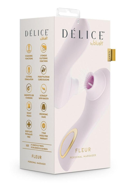 Delice Fleur Air Pulsing Vibrator Rechargeable Silicone Clitoral Vibrator - Barely Purple