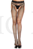 LACE WAIST FISHNET SEAMLESS PANTYHOSE