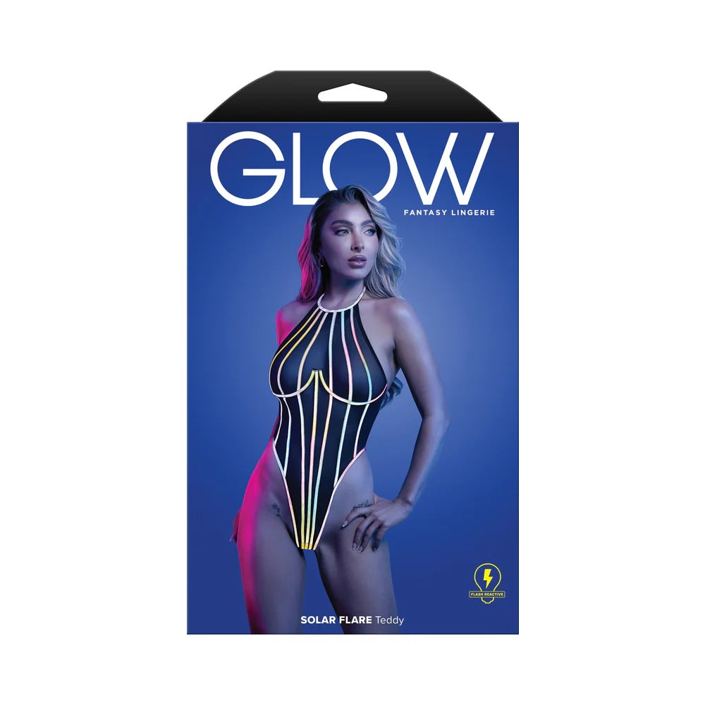 Fantasy Lingerie Glow Solar Flare Halter Tie Teddy with Underwire(discontinued)
