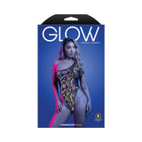 Fantasy Lingerie Glow Luminescent Floral Print One-Shoulder Teddy