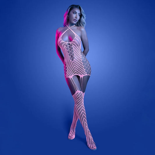 Fantasy Lingerie Glow Metamorphic Glow-in-the-Dark Bodystocking Dress