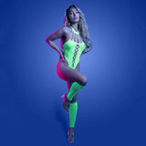 Fantasy Lingerie Glow Pressure Point UV Reactive Rhinestone Teddy & Gloves