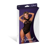 Magic Silk Seamless Crotchless Teddy Black with Rhinestones O/S