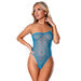 Magic Silk Flirty Hearts One Shoulder Thong Teddy with Snap Crotch Blue Sugar(discontinued)