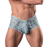 Male Power Marble Mesh Micro Mini Short Silver Blue