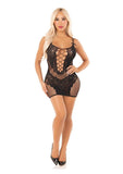 Leg Avenue Lace and Net Mini Dress with Dual Strap Detail - OS