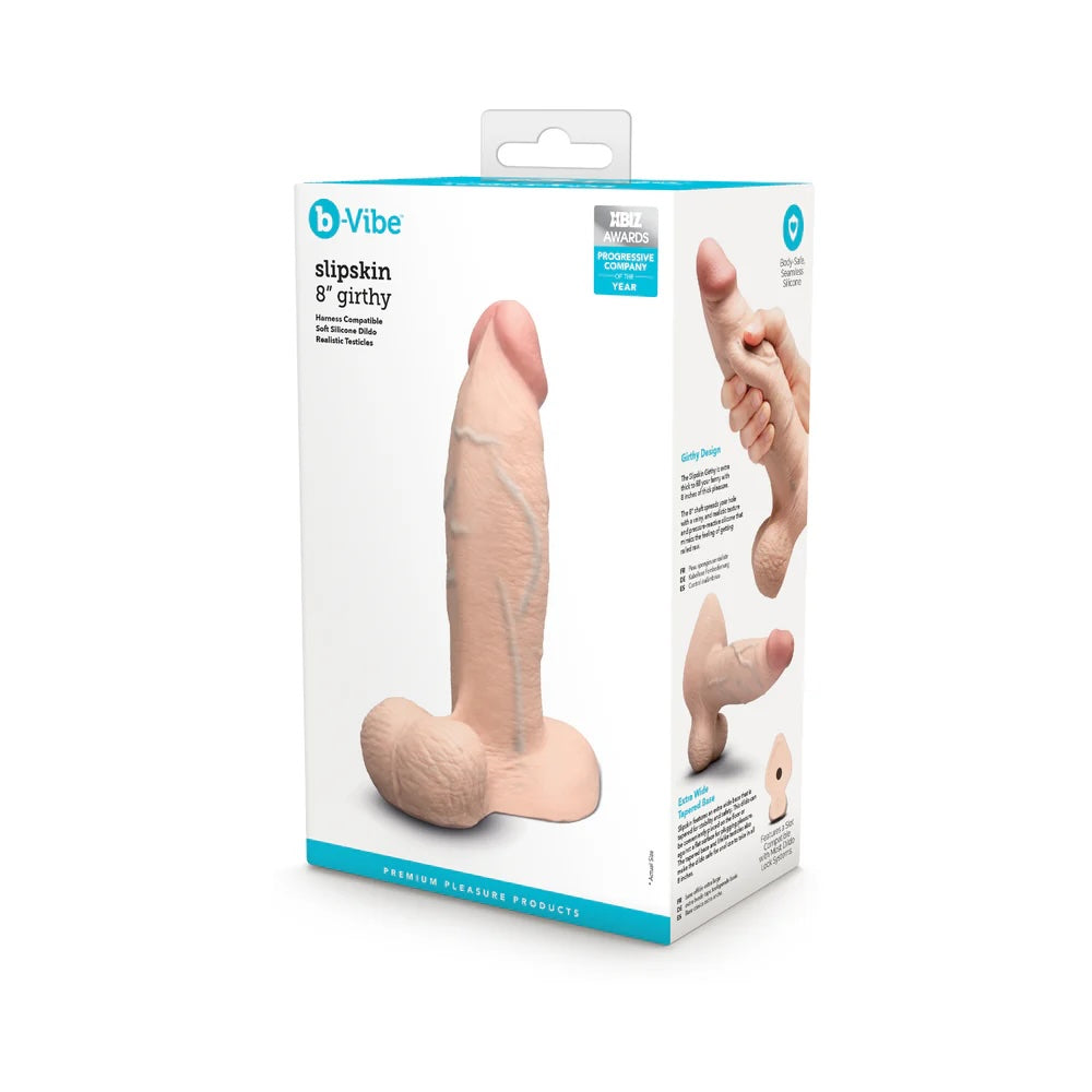 b-Vibe Slipskin Realistic Silicone Dildo 8 in. Girthy