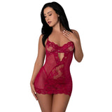 Magic Silk Black Cherry Demi Cup Chemise & Thong Set Cherry