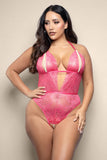 Fantasy Lingerie Opulence Split Pearl Cup Crotchless Teddy with Adjustable Pearl G-String (Discontinued)
