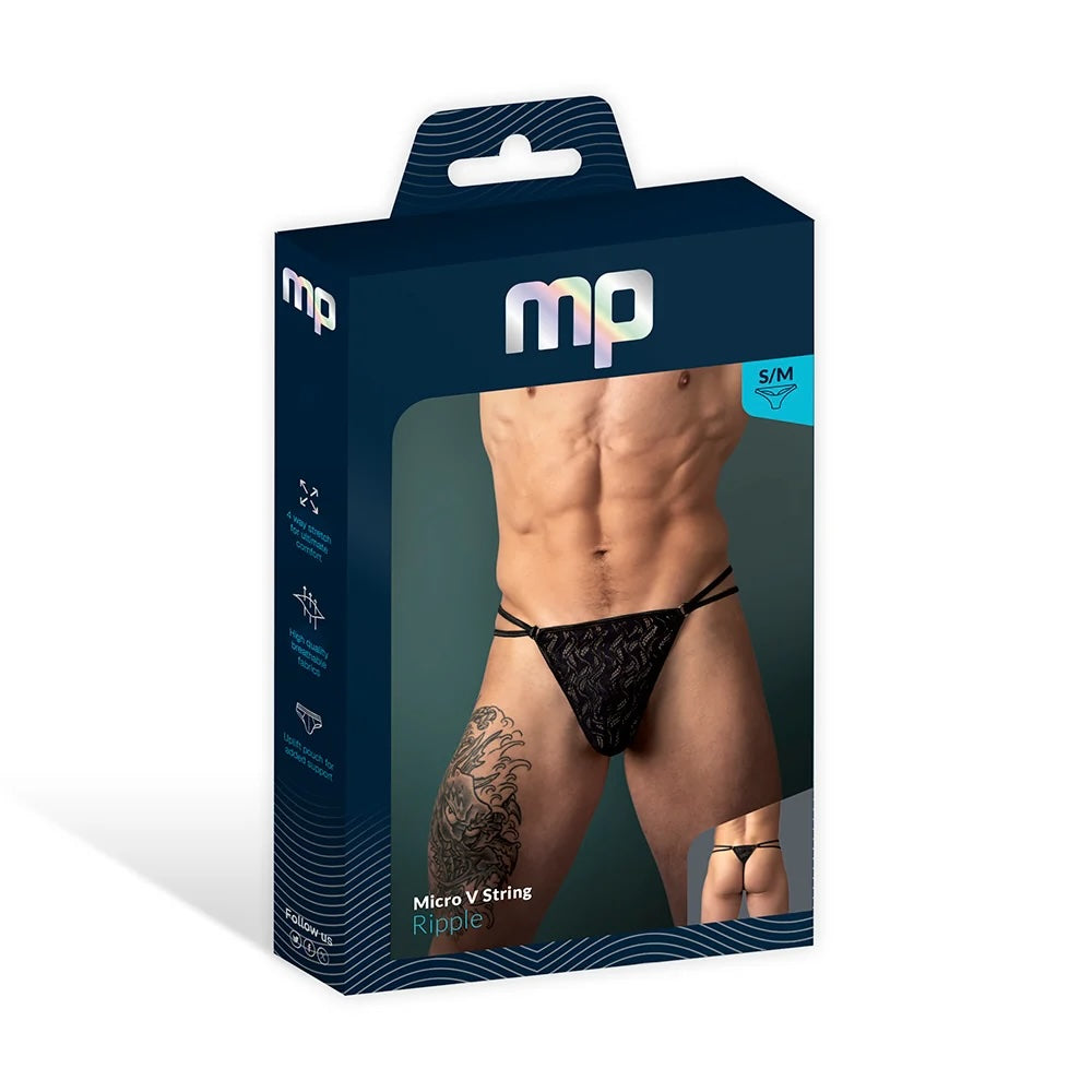Male Power Ripple Micro V String Black