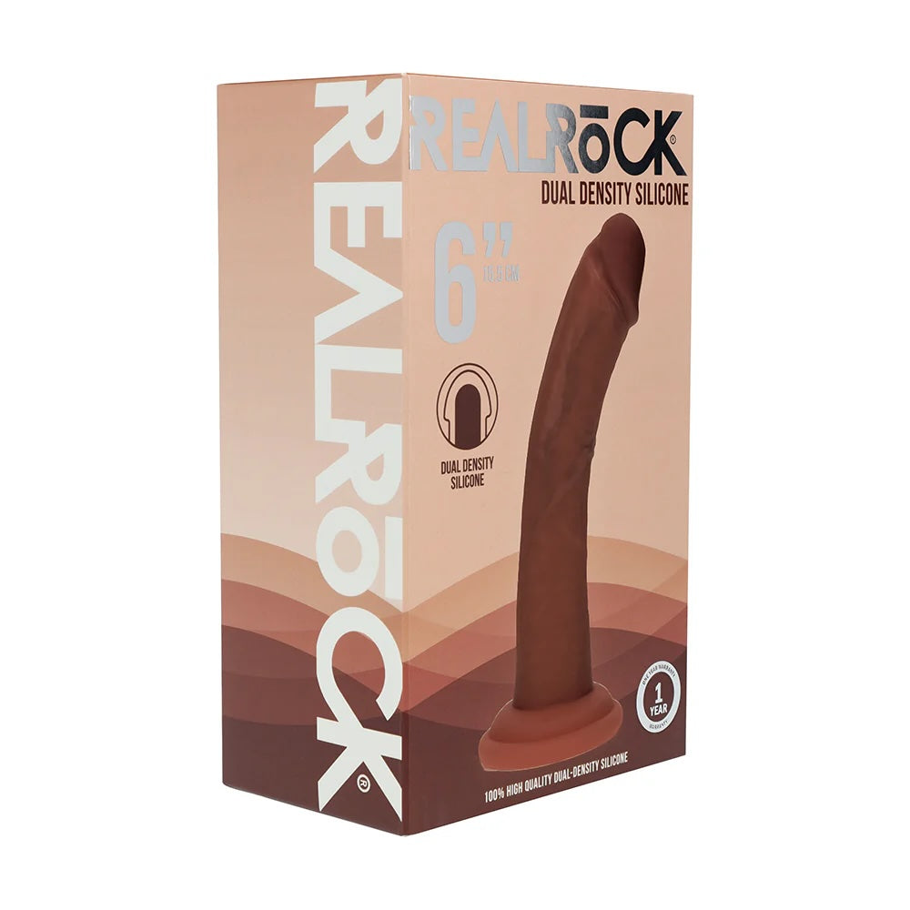 Realrock Dual Density Silicone Realistic Curved Dildo 6 in.