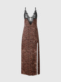 Devon Leopard and Lace Gown with Side Slip