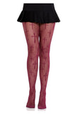 Leg Avenue Worship Me Cross Net Tights - Burgundy - O/S