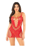 Leg Avenue Lace and Net Mini Dress with Dual Strap Detail - OS