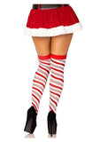 Leg Avenue Candy Cane Lurex Striped Over the Knee Socks - OS - White