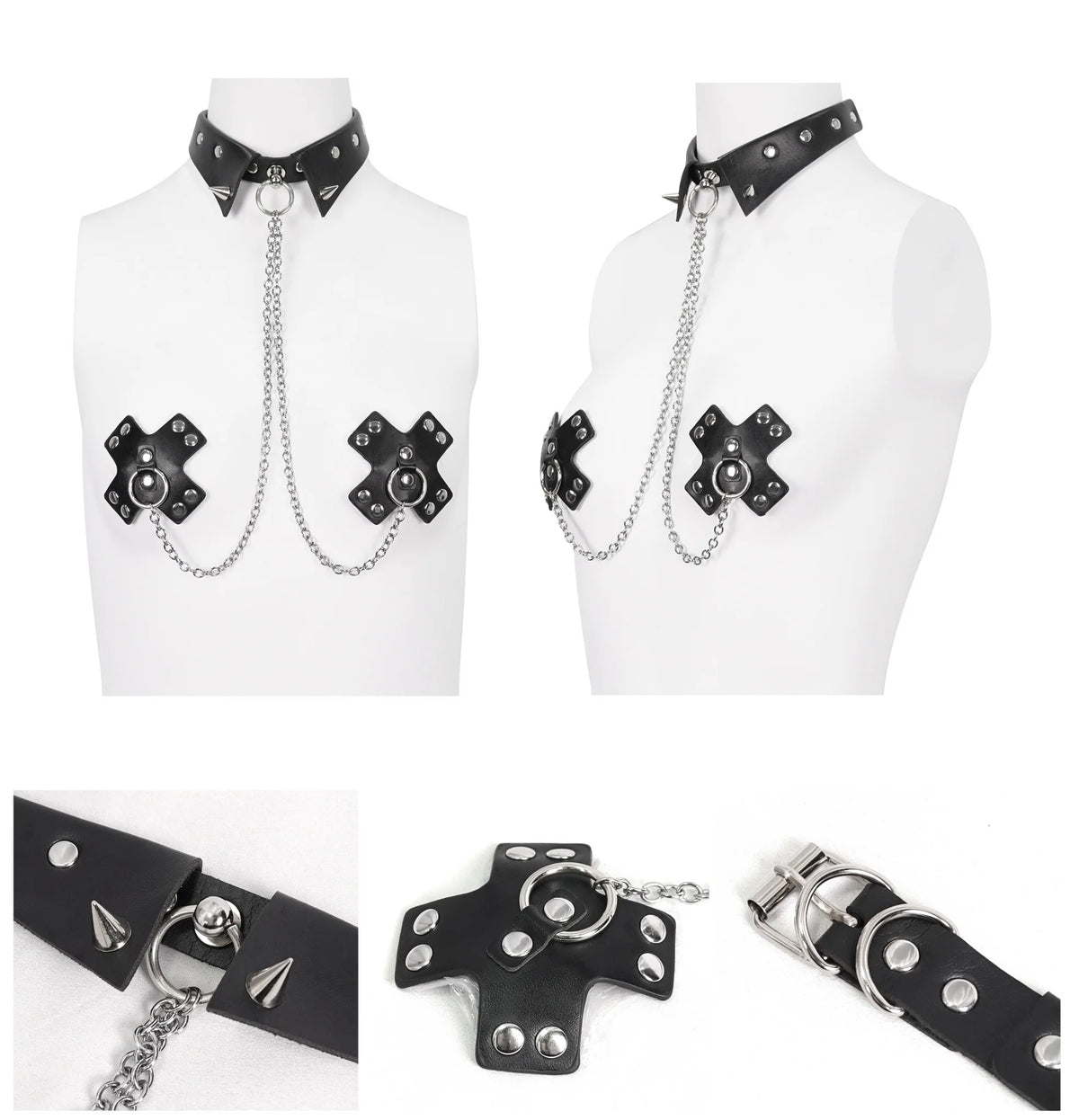 Black Collar Choker With Attached Pasties