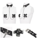 Black Collar Choker With Attached Pasties