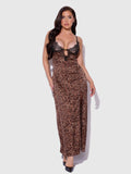 Devon Leopard and Lace Gown with Side Slip