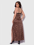 Devon Leopard and Lace Gown with Side Slip