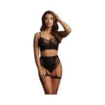 Shots Le Desir Bliss 2-Piece Fishnet Bra & Gartered Panty Set Black O/S