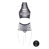 Shots Le Desir Shade Carpo XLVI 2-Piece with Turtleneck, Crop Top & Panty Black O/S