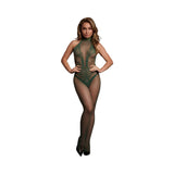 Le Desir V-Neck Teddy with Opaque Panels Midnight Green OS