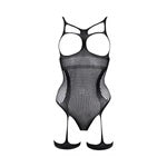 Shots Le Desir Bliss Open-Cup Strappy Gartered Teddy Black O/S