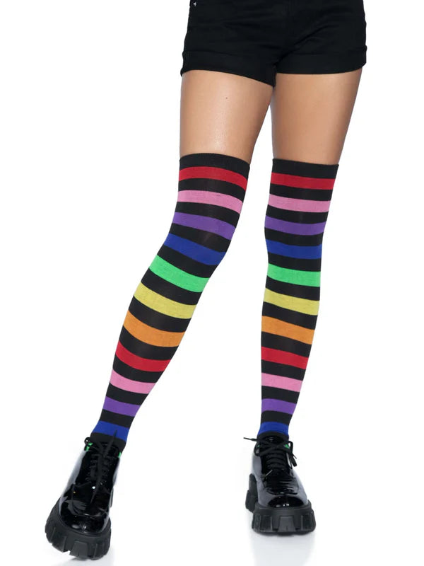 ACRYLIC RAINBOW STRIPE THIGH HIGH