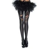 Pumpkin and Flocked Zipper Print Tights