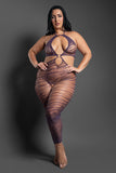 Sheer Set Me Free Footless Open-Crotch Halter Bodystocking Dark Purple