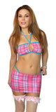 SCHOOLGIRL PLAID SKIRT SET WITH THONG