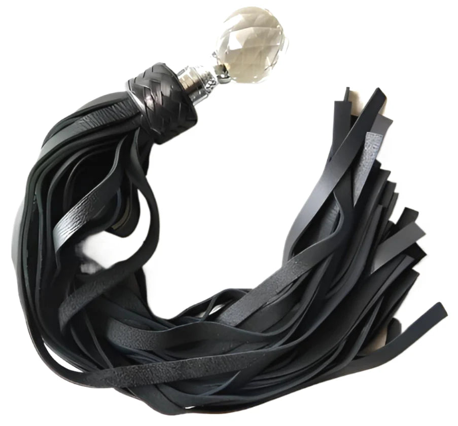 Crystal Knob Handle Black Flogger