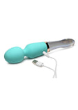 Prisms Vibra-Glass 10X Dual End Rechargeable Silicone Glass Wand - Turquoise