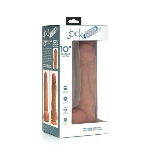 Curve Toys Jock Dual Density 10 in. Silicone Dildo with Balls & Suction Cup Light