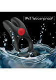 Red Dot Silicone Rechargeable Vibrating Cock Ring with Remote Control V1 - Black/Red