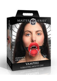 Master Series Vampire Vibrating Rechargeable Silicone Mouth Gag - Red