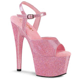 Adore-709GP PINK GLITTER 7" PAT HEEL