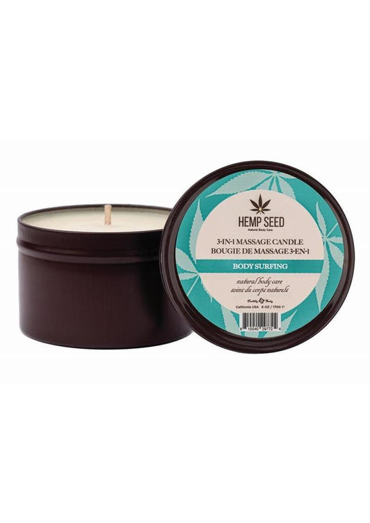 Earthly Body Hemp Seed 3 In 1 Massage Candle - Body Surfing 6oz