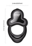 Anello App Control Vibrating Silicone Rechargeable Cock Ring with Clitoral Stimulator - Black